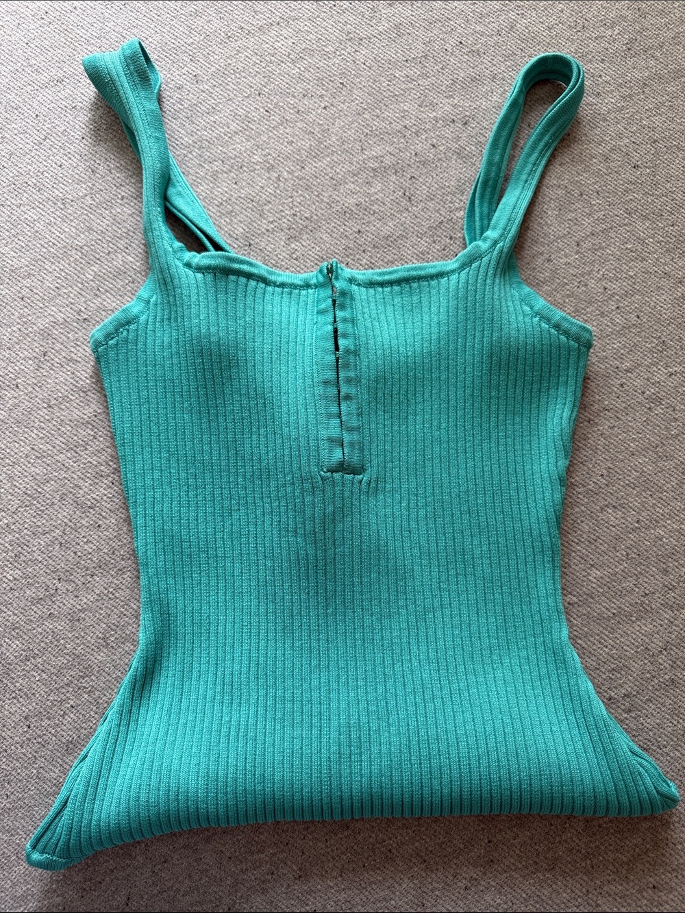 Guess Teal Ribbed Bodysuit with Front Button Detail